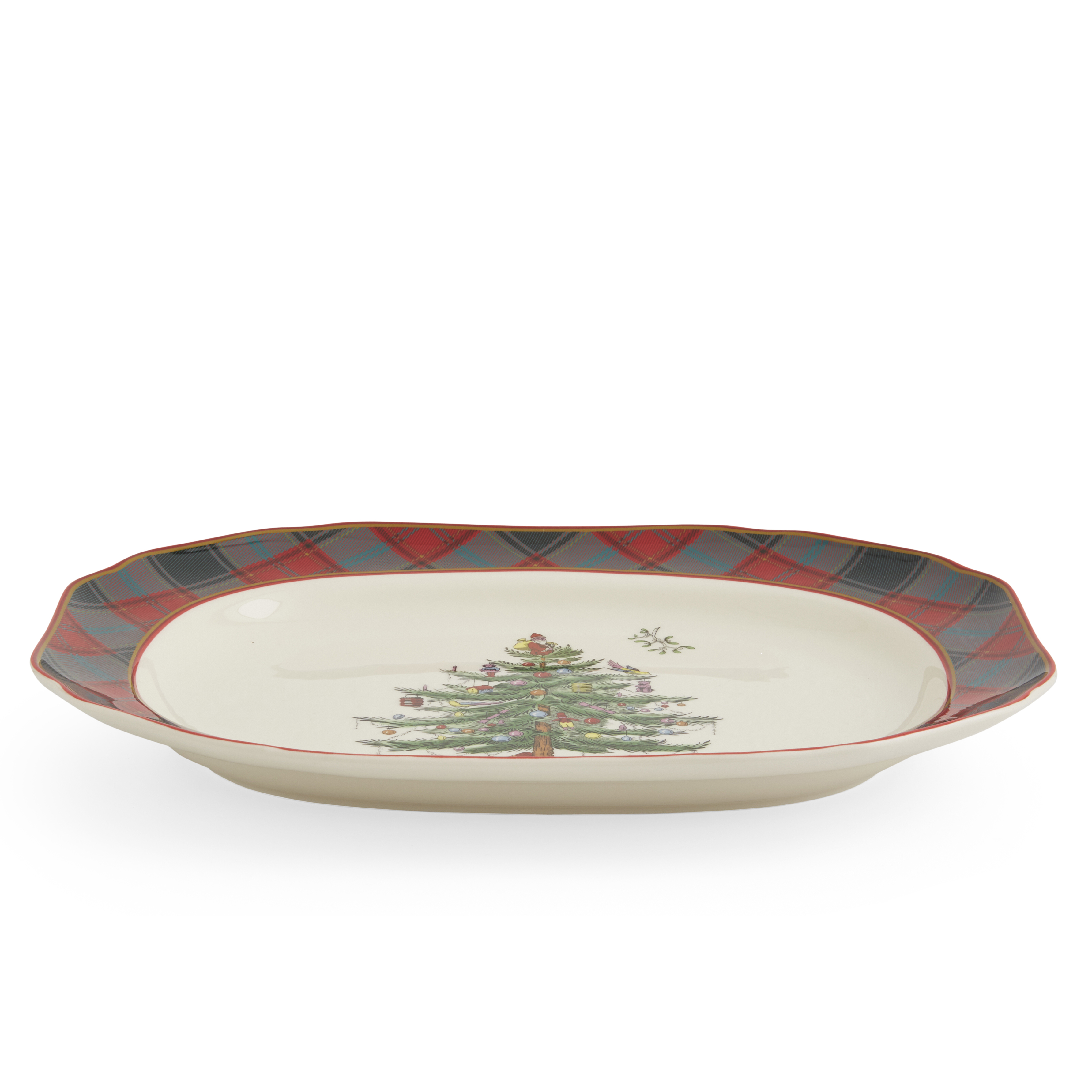 Christmas Tree Tartan 14 Inch Rectangular Platter image number null